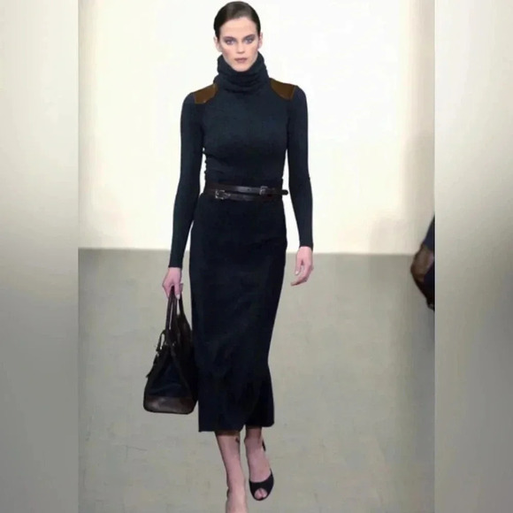 Ralph Lauren Collection Ricky 33 Bag Wool Leather Runway 2005 Satchel Purse - Picture 3 of 11